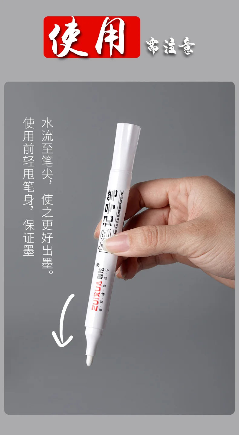 1/3/5 Pcs White Marker Pens 2.0mm Oily Waterproof White Gel Pen DIY Graffiti Sketching Markers Stationery Writing School Supplies