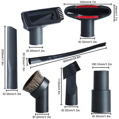 Boquilla de aspiradora universal con cabezal de cepillo de succión para aspiradoras de 32 mm, 35 mm, 1 1/4 pulg. y 1 3/8 pulg., accesorio para rincones de cama y sofá.