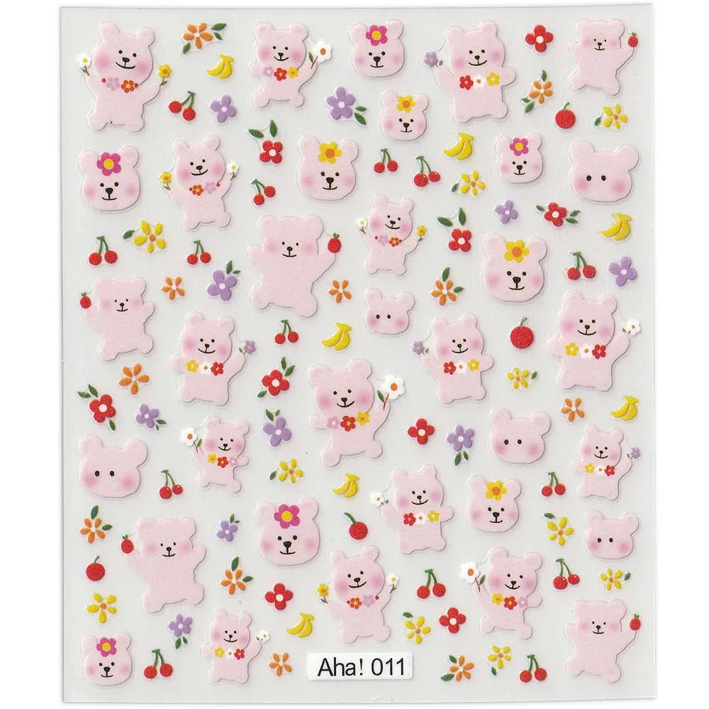 42Model Sticker Nail Decal 3D Adhesive Patch,Smile/Animal/Flower Nail Art Decorations Manicure Sticker Easter Day Design Decal-
