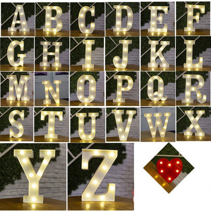 Alphabet Letter LED Lights Luminous Number Lamp Battery Warm Night Light for home Wedding Birthday Christmas party Decoration