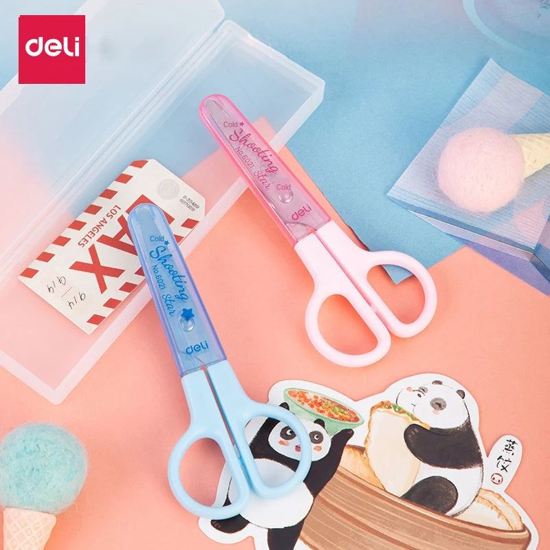 Students Scissors Art Scissors Safety Manual DIY Tools Cartoon Puzzle Cutting Paper-Cut Scissors School Kids Supplies