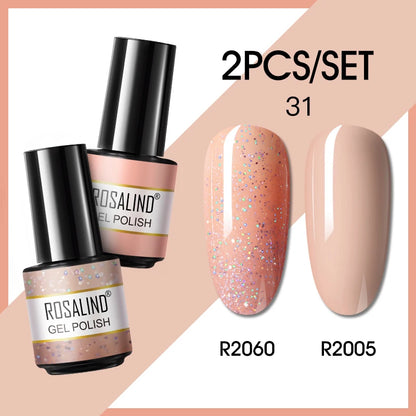 ROSALIND Nail Gel Manicure Set Hybrid Varnish Kit For Nails Art UV Lamp Semi Permanent Nail Gel Polish Set With Good Pack