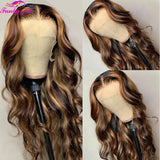 Highlight Body Wave Wig Human Hair Lace Front Wigs 4/27 Honey Blonde Body Wavy Lace Human Hair Wig For Women Brazilian Remy Wig