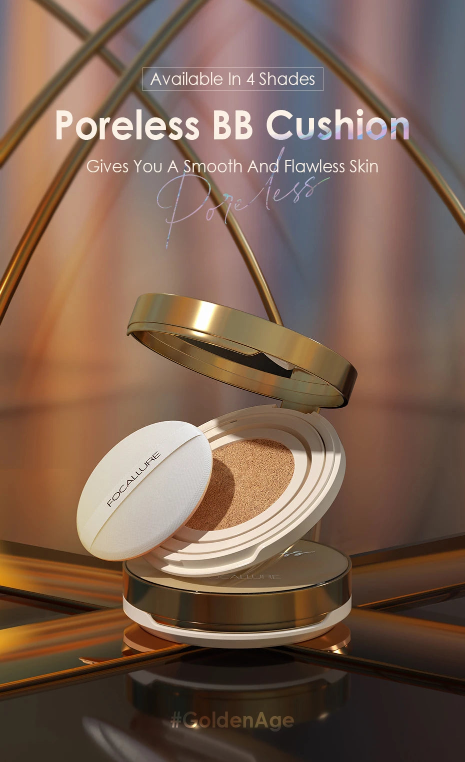FOCALLURE Air Cushion Poreless BB Cream Resistente al agua Corrector facial iluminador de larga duración Base mate Cosméticos con borla