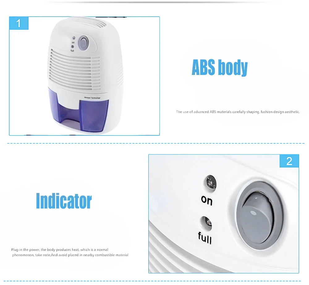 THANKSHARE 500ml Dehumidifier Mini Portable Home Officce Air Dryer Desiccant Moisture Absorber Low Noise Cabinet Dehumidifier