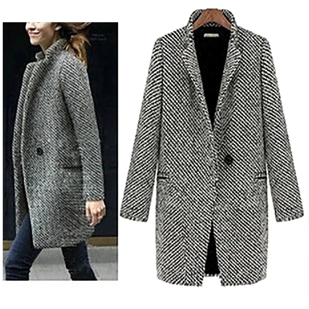HOT!! Autumn Winter Women Coat Slim Fits Cardigan Warm Thicken Woolen Midi Coat warm woolen coat women long coat winter