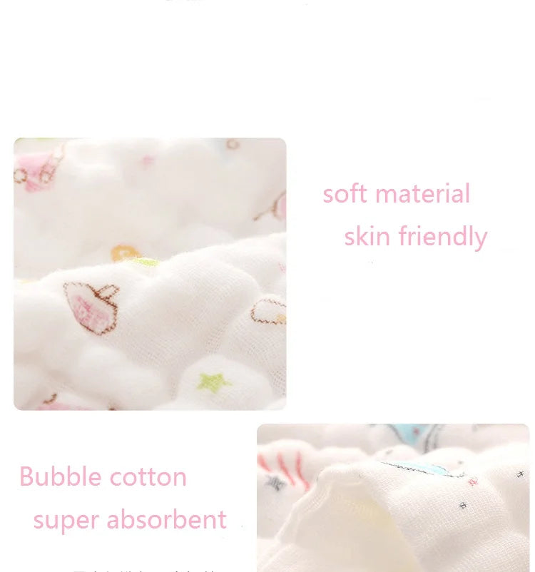 Toalla facial Happyflute de algodón suave de 6 capas, 30 x 30 cm, con dibujos animados para bebé, pañuelo cuadrado para niños, toalla para saliva