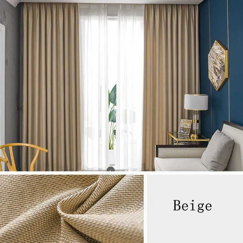 350cm Height Custom Made Thickened Solid Color Faux Linen Curtain 80%-90% Blackout Curtains For Bedroom Living Room Blackout