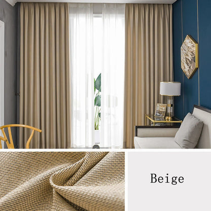 350cm Height Custom Made Thickened Solid Color Faux Linen Curtain 80%-90% Blackout Curtains For Bedroom Living Room Blackout