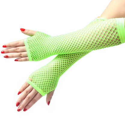 Long Fingerless Fishnet Lace Luvas para Senhoras, Alta Elasticidade, Neon, Sexy, Acessórios Do Carro, Decoração de Interiores, Auto Peças