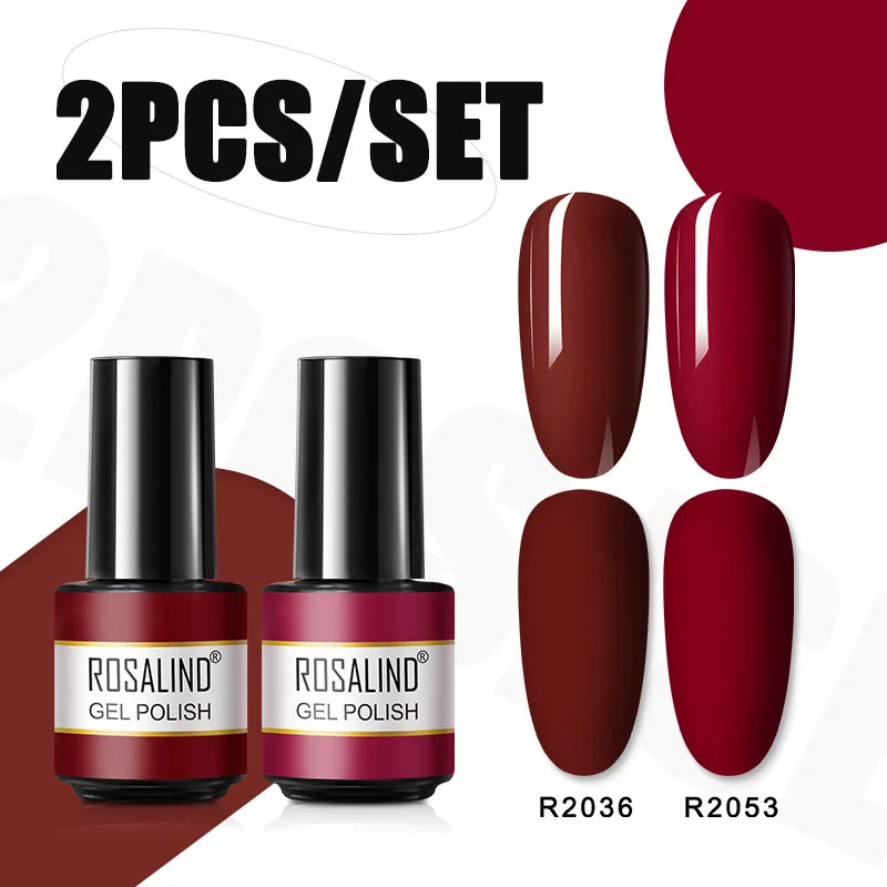 ROSALIND Nail Gel Manicure Set Hybrid Varnish Kit For Nails Art UV Lamp Semi Permanent Nail Gel Polish Set With Good Pack