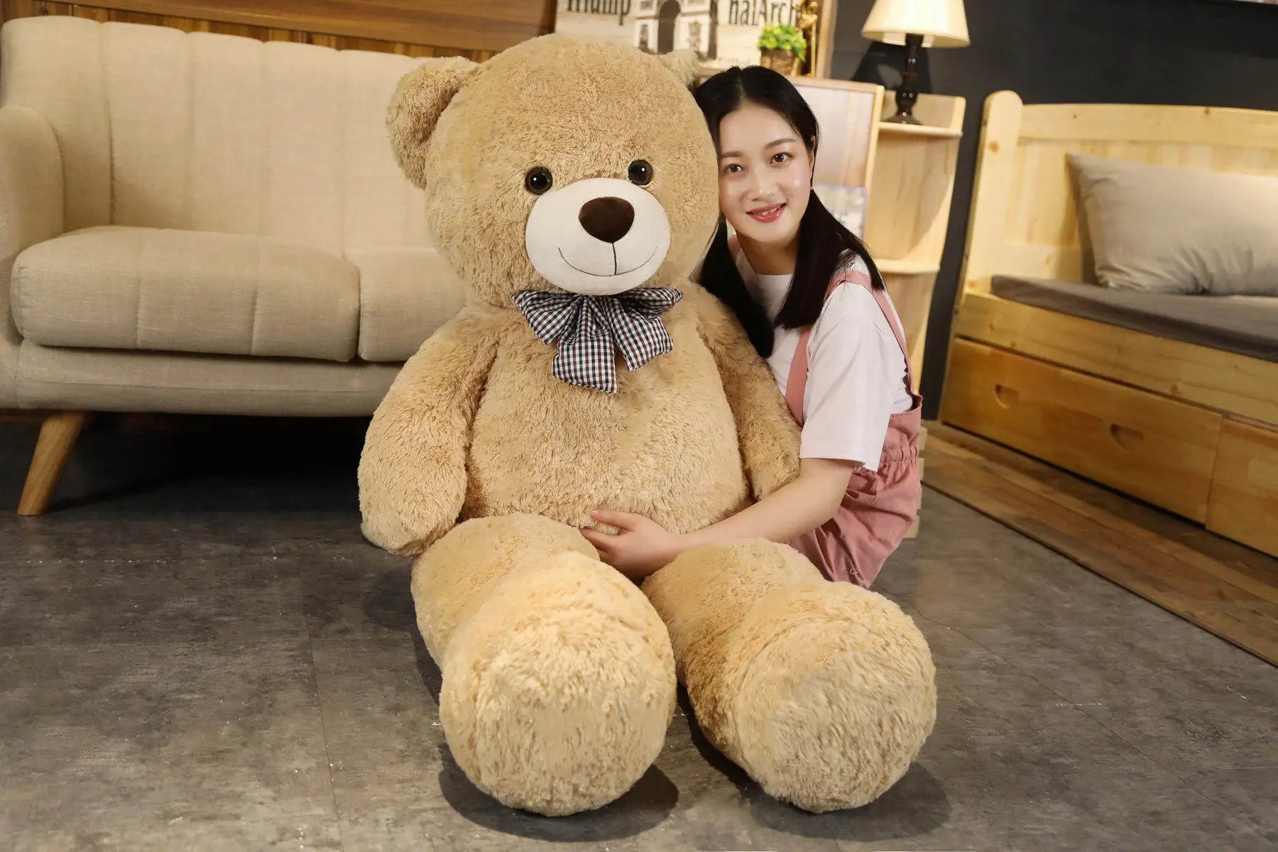 Giant 105cm Soft Teddy Bear Plush Toys White&Pink&Brown Bear Super Big Hugging Pillow Animal Cushion Children Birthday Gift