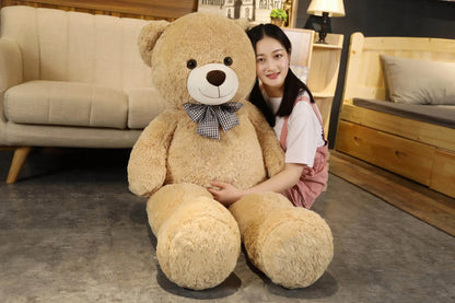 Oso de peluche gigante de 105 cm, suave, blanco, rosa y marrón, almohada súper grande para abrazar, regalo de cumpleaños para niños.