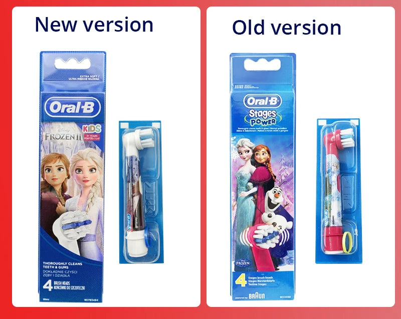 Recambio de cabezales de repuesto para cepillo de dientes eléctrico Oral B EB10 Kids, con cerdas suaves y cabezal redondo pequeño, ideal para limpieza dental de Spiderman y Frozen.