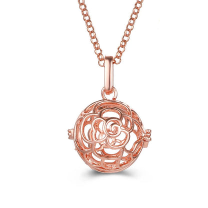 Mexico Music Ball Hollow Zircon Pendant Vintage Perfume Locket Necklace Aromatherapy Diffuser Sweater Chain For Women Jewelry