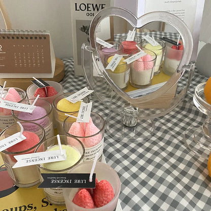 INS Korean Style Heart Shaped Cosmetic Mirror Acrylic Transparent Base Makeup Mirror Double Side Home Bedroom Desktop Mirror