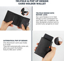 YATBEST Card Holder Wallet  Slim Minimalist Pop Up Leather Men Wallets RFID Blocking Metal Bank Card Case with Coins Pocket