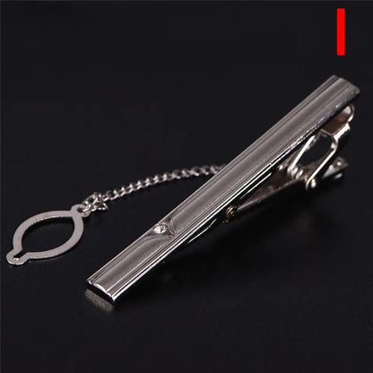 Clip de corbata de metal nuevo para hombre, broche de corbata de boda, broche de corbata de caballero, alfiler de corbata de cristal para accesorios de hombre, joyería.