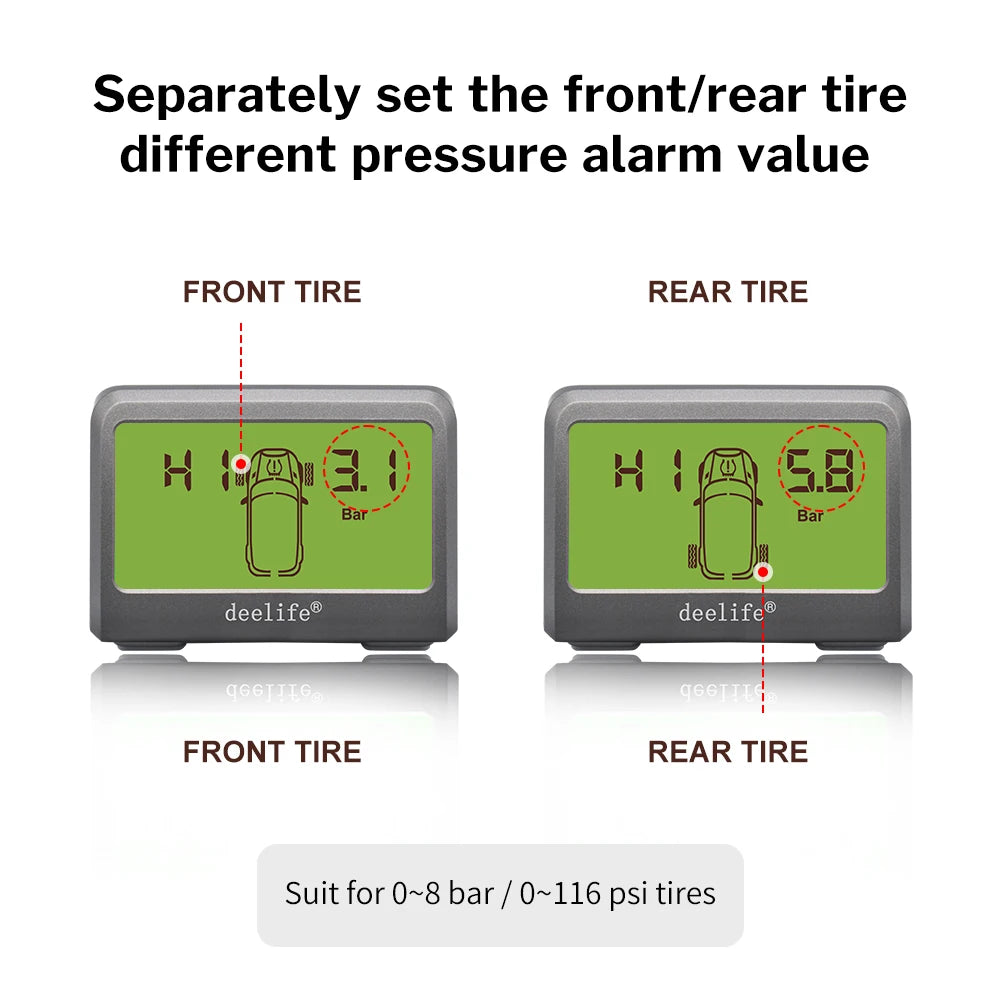 Deelife Car Tire Pressure Monitoring System Solar TPMS Tire Pressure Monitor Tire Pressure Control System