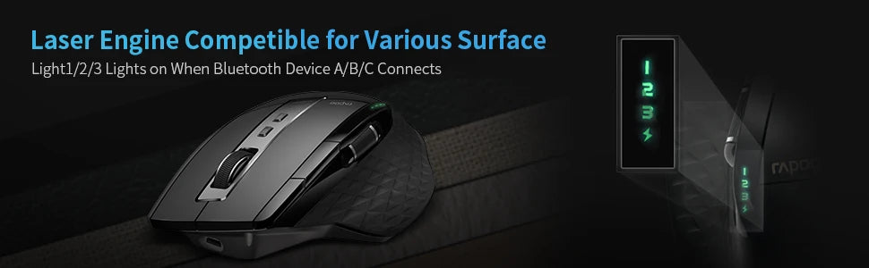 Rapoo 9900M Multi-Mode Bluetooth Wireless Keyboard and Mouse Combo Connect Up to 4 Devices Ultra-Slim Keyboard and Laser Mouse