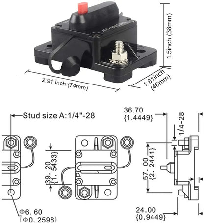 DaierTek 30A-300A Circuit Breaker 12V Trolling with Manual Reset Boat Manual Power Protect for Audio Fuse Car 48VDC Waterproof