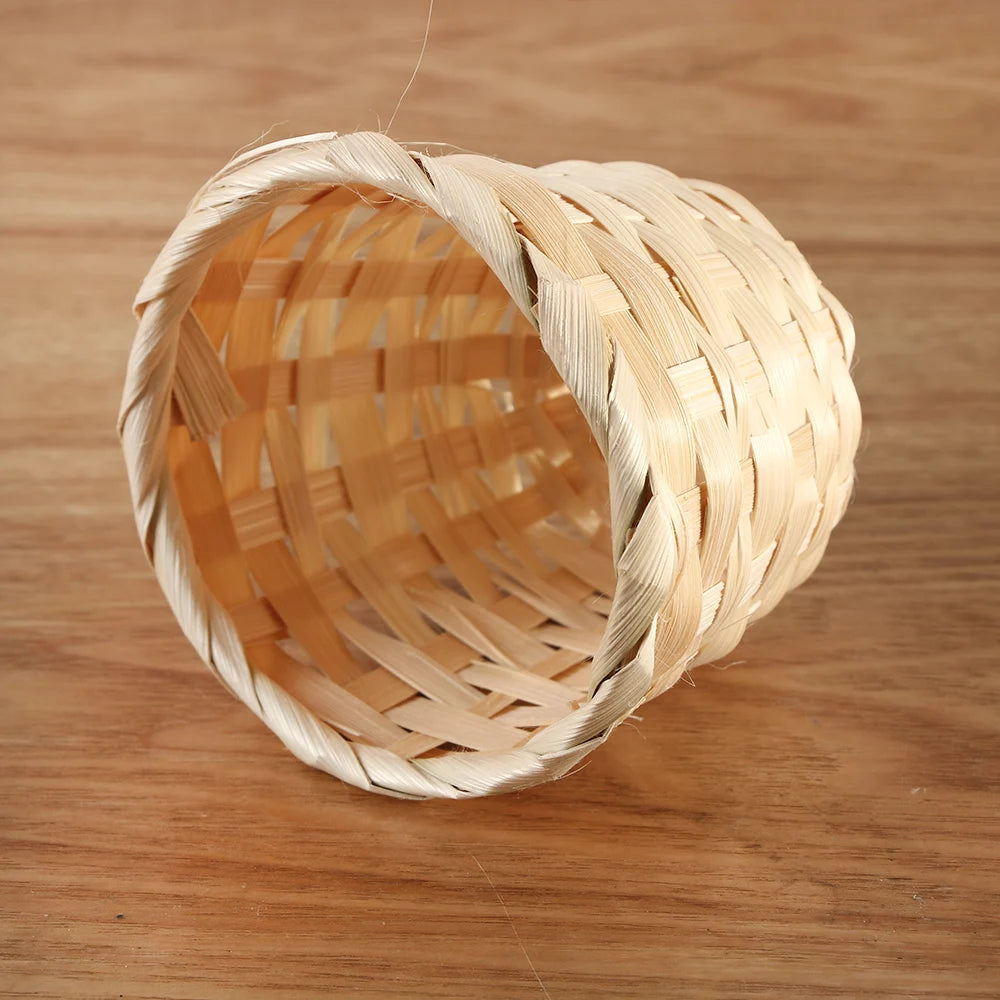 1PCs Small Basket Desktop Finishing Home Storage Bamboo Weaving Products Sundries Organizer Rattan Plant Box Wicker Basket