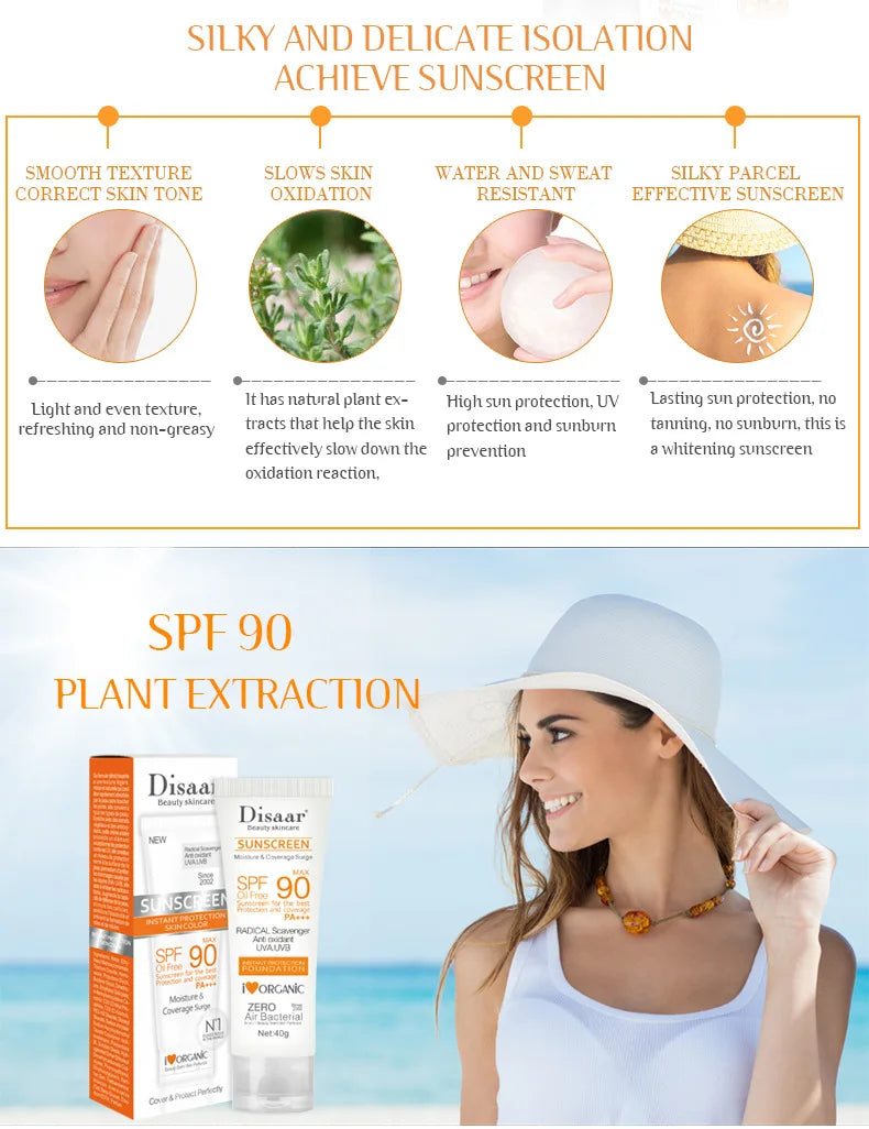 Facial Body Sunscreen Whitening Sun Cream Sunblock Skin Protective Cream Anti-Aging Oil-Control Moisturizing SPF90 Face