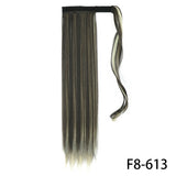 32inches Synthetic Ponytail Hair Extension Clip in Fake Wig Hairpiece Blonde Wrap Around Pigtail Long Smooth Overhead Pony Tail