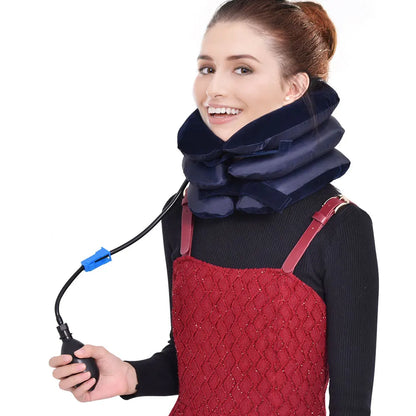 Collarín cervical inflable con tracción cervical, soporte para tractor, almohada de masaje, alivio del dolor, relajación, cuidado de la salud, camilla para cuello y cabeza.