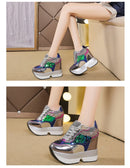 Fashion White Sneakers Women's High Platform Casual Shoes Height Increasi Leathe Shoes 10 CM Thick Sole Trainers Tennis Sports