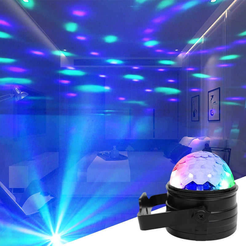 HCHWE USB Mini Magic Ball Family Party LED Lighting Carrying Holder Car Disco Atmosphere UV Light Family Party Decoration Light 