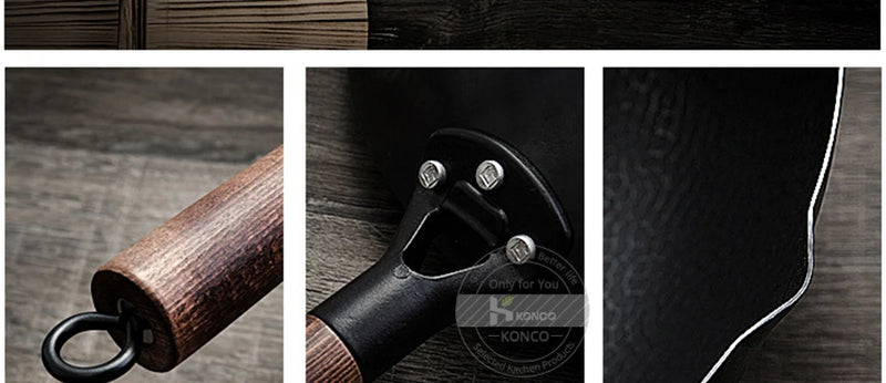 Konco Pure Iron wok cast iron pan Non-coated Pot General use for Gas and Induction Cooker 32cm Chinese Wok Cookware Pan