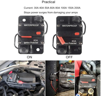 DaierTek 30A-300A Circuit Breaker 12V Trolling with Manual Reset Boat Manual Power Protect for Audio Fuse Car 48VDC Waterproof