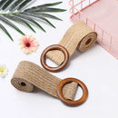 1PC Women Fashion Casual Straw Belt Round Wooden Buckle Elastic Waist Chain Belly Necklace Body Jewelry Dress Shirt Accessories