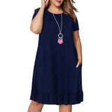 Spring Large Size 9XL Dress For Fat MM Woman Dress Loose Solid Ruffles Plus Size Women Clothing 9XL Dress 