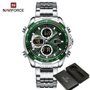 NAVIFORCE Top Brand Luxury Classic Men Watch Quartz Digital Male Clock Military Sport Silver Stainless Steel Man Wristwatch 9197