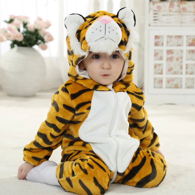 Umorden Infant Toddler Dalmatian Dog Lion Tiger Dinosaur Costumes Baby Boys Girls Kigurumi Cartoon Animal Romper Halloween Purim
