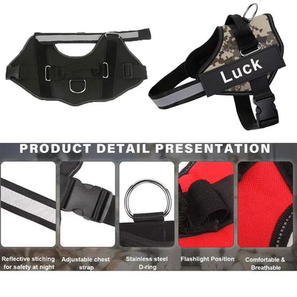 Dog Harness Vest ID Patch Customized Reflective Breathable Adjustable Pet Harness For Dog NO PULL Pet Outdoor Harness