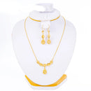 Dubai Jewelry Sets for Women 18k Gold Color Love Ethiopian African Heart Necklace Earrings Sets Arab Bridal Dowry Jewelry