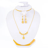 Dubai Jewelry Sets for Women 18k Gold Color Love Ethiopian African Heart Necklace Earrings Sets Arab Bridal Dowry Jewelry