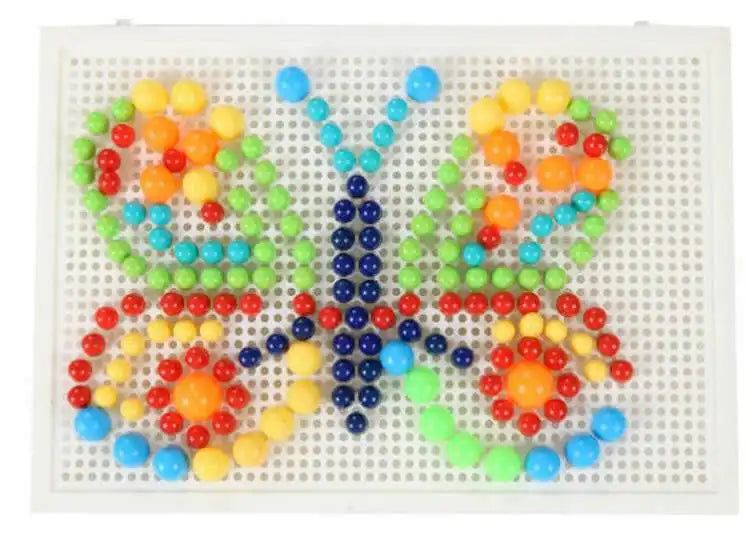 Juego de 296 cuentas de hongo en forma de clavo, rompecabezas inteligente 3D, tablero de rompecabezas para niños, juguetes educativos.