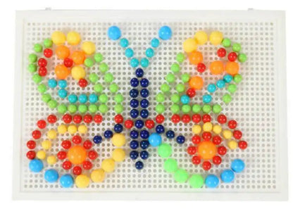 Juego de 296 cuentas de hongo en forma de clavo, rompecabezas inteligente 3D, tablero de rompecabezas para niños, juguetes educativos.