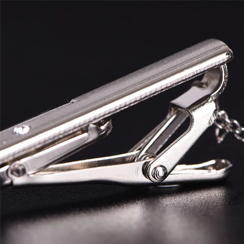 Clip de corbata de metal nuevo para hombre, broche de corbata de boda, broche de corbata de caballero, alfiler de corbata de cristal para accesorios de hombre, joyería.