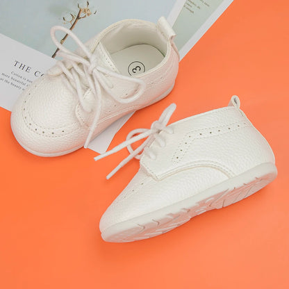 Meckior New Baby Shoes Retro Leather Boy Girl Shoes Toddler Rubber Sole Anti-slip First Walkers Newborn Infant Baby Crib Shoes