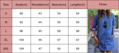 Factory Direct Sales Women Denim Jeans Dress Button Summer Long Sleeve Casual Tops Shirt Dress