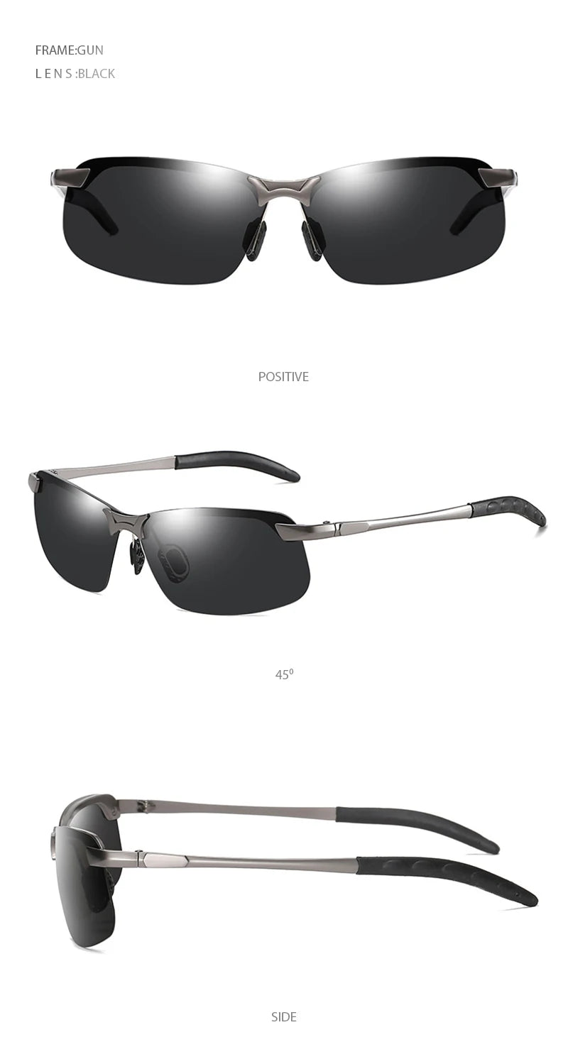 Fashion Half Frame Photochromic Sunglasses Men Women Classic Chamelon Polarized Sun Glasses Male Vintage Fishing Driving Shades