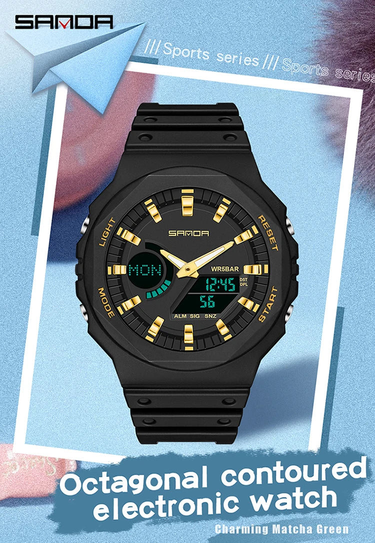 SANDA Outdoor Sports Watches Men Ms LED Digital Watches Military Waterproof Date Electronic Watch Boy Girl Relogio Masculino