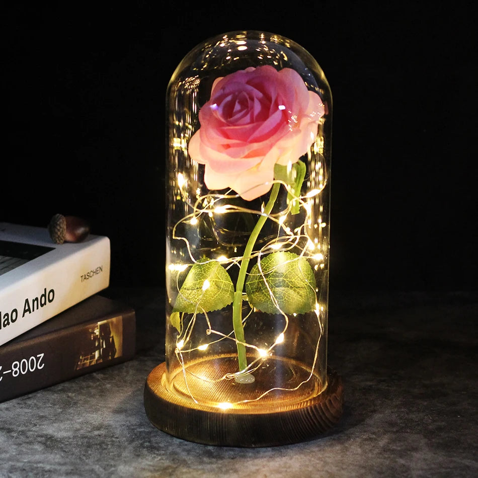 Envío directo de flores artificiales Galaxy Rose, La Bella y la Bestia, decoración de boda, regalo creativo para el Día de San Valentín, regalo para la madre.
