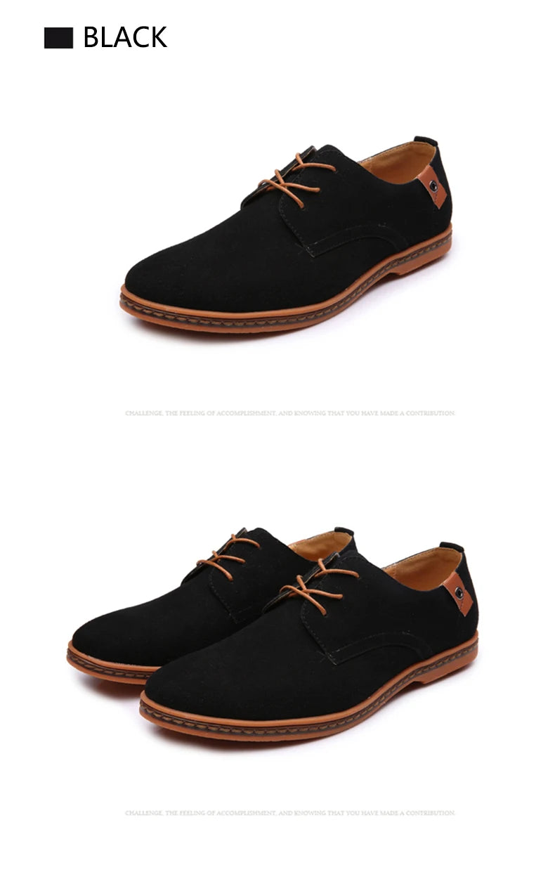 2024 Spring Suede Leather Men's Oxford Casual Shoes Classic Sneakers Comfortable Footwear Dress Shoes Large Size Flats