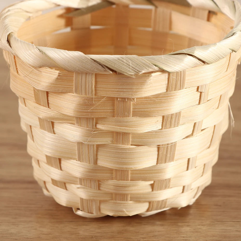 1PCs Small Basket Desktop Finishing Home Storage Bamboo Weaving Products Sundries Organizer Rattan Plant Box Wicker Basket